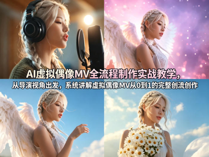 AI虚拟偶像MV全流程制作实战教学，从导演视角出发，系统讲解虚拟偶像MV从0到1的完整创作流程-小言网创资源站