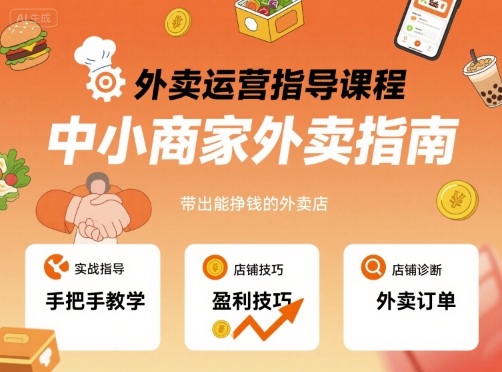 外卖运营指导课程，中小商家外卖指南，手把手带出能挣钱的外卖店-小言网创资源站