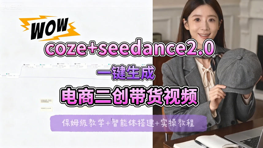 【Coze工作流搭建实操教程】seedance2.0+coze一键生成电商二创带货视频，全流程保姆级教学-小言网创资源站
