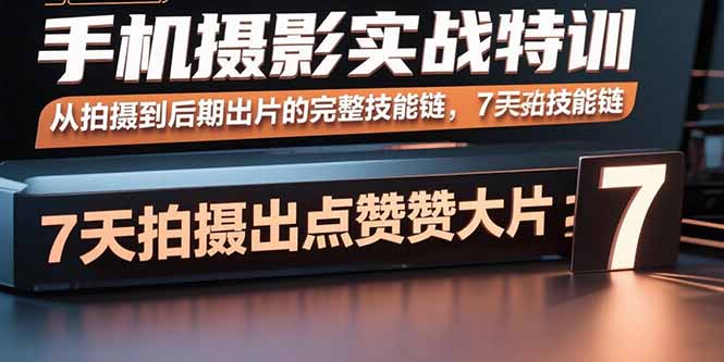 手机摄影实战特训，从拍摄到后期出片的完整技能链，7天拍出点赞大片-小言网创资源站
