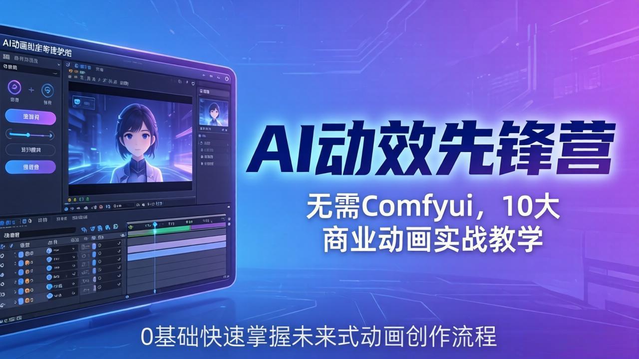 AI 动效先锋营：无需Comfyui，10大商业动画实战教学，0基础快速掌握未来式动画创作流程-小言网创资源站