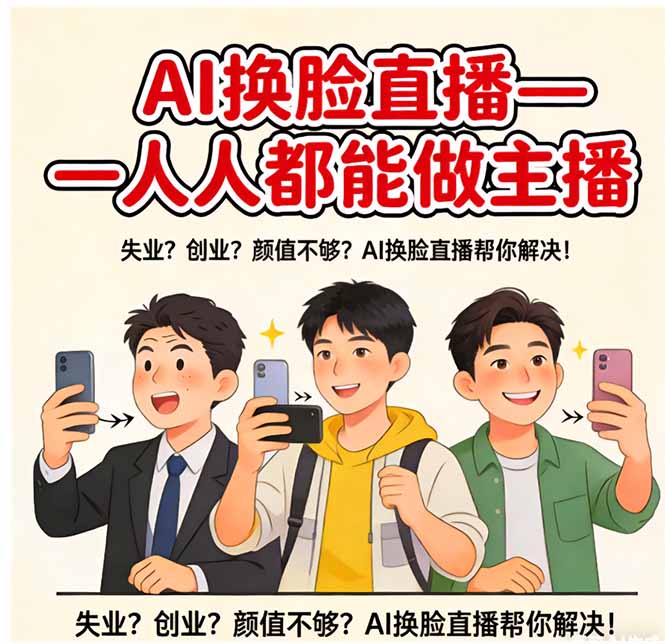 AI换脸直播，人人都能做主播-小言网创资源站