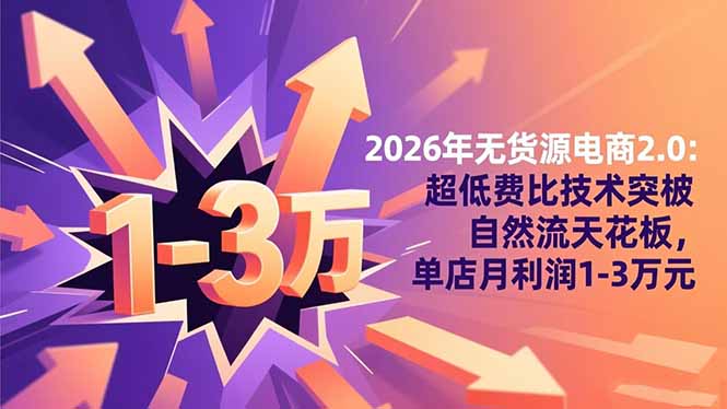 2026年无货源电商2.0：超低费比技术突破自然流天花板，单店月利润1-3万元-小言网创资源站